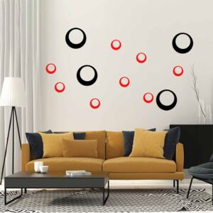 GLIX Dekorace kruhy - samolepka na zeď Černá a červená 95 x 65 cm