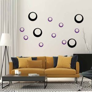 GLIX Dekorace kruhy - samolepka na zeď Černá a fialová 95 x 65 cm
