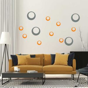 GLIX Dekorace kruhy - samolepka na zeď Šedá a oranžová 95 x 65 cm