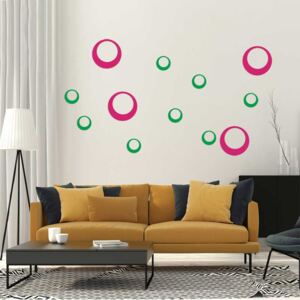 GLIX Dekorace kruhy - samolepka na zeď Zelená a ružová 95 x 65 cm
