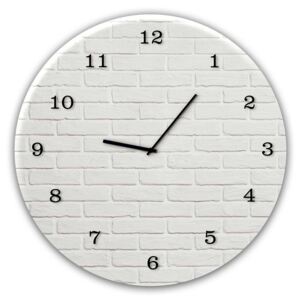 Skleněné nástěnné hodiny - Styler White Brick, Ø 30 cm