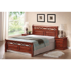 Dřevěná postel ZIMBA + rošt, 160x200, třešeň