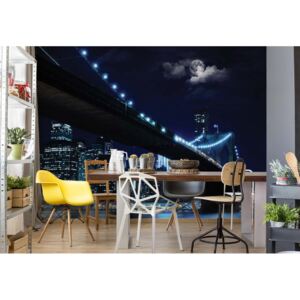Fototapeta - New York Brooklyn Bridge At Night Vliesová tapeta - 312x219 cm
