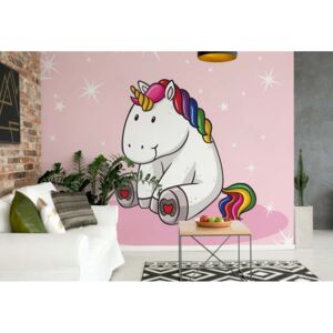 Fototapeta - Sweet Unicorn Pink I. Vliesová tapeta - 312x219 cm