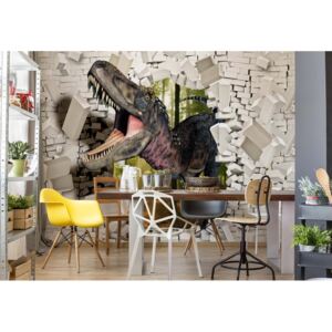 Fototapeta GLIX - 3D Dinosaur Brick Wall 3 + lepidlo ZDARMA Vliesová tapeta - 416x254 cm
