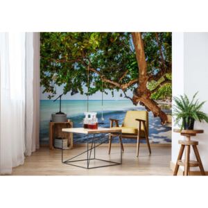 Fototapeta GLIX - Tropical Island Beach Swing + lepidlo ZDARMA Vliesová tapeta - 368x254 cm