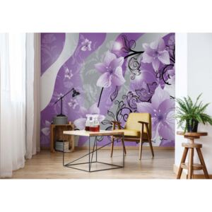 Fototapeta - Flowers Floral Pattern Purple II. Vliesová tapeta - 254x184 cm