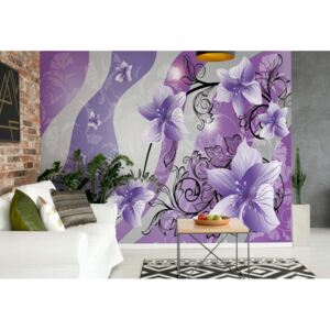 Fototapeta - Flowers Floral Pattern Purple III. Vliesová tapeta - 254x184 cm