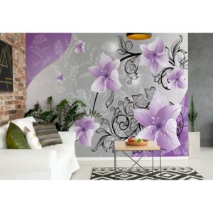 GLIX Fototapeta - Flowers Floral Pattern Purple V. Vliesová tapeta - 254x184 cm