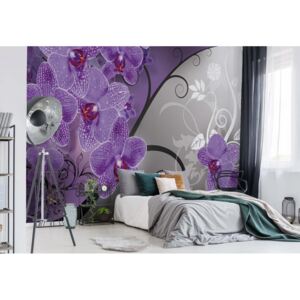GLIX Fototapeta - Modern Floral Design Purple Orchids Vliesová tapeta - 208x146 cm