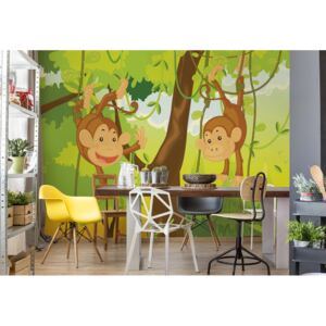Fototapeta GLIX - Jungle Monkeys + lepidlo ZDARMA Vliesová tapeta - 416x254 cm