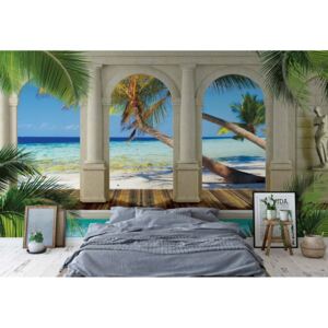 Fototapeta GLIX - Tropical Beach 3D + lepidlo ZDARMA Vliesová tapeta - 368x254 cm