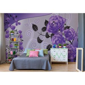Fototapeta - Purple Roses Floral Design Vliesová tapeta - 368x254 cm