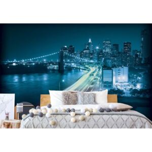 Fototapeta - New York City Brooklyn Bridge Lights III. Vliesová tapeta - 416x254 cm