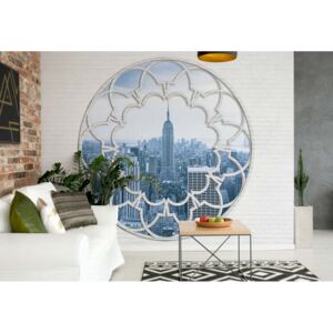 Fototapeta - New York City Skyline Ornamental Window View I. Vliesová tapeta - 312x219 cm