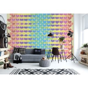 Fototapeta GLIX - Retro Hearts Pattern Colourful + lepidlo ZDARMA Vliesová tapeta - 254x184 cm