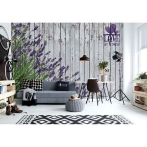 Fototapeta - Lavender Rustic Wood Planks Love Vintage Design Vliesová tapeta - 254x184 cm
