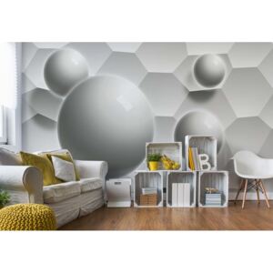 Fototapeta - 3D Balls Honeycomb Texture Grey Vliesová tapeta - 254x184 cm