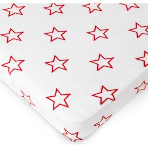 Prostěradlo mikroflanel Stars red , 160 x 220 cm