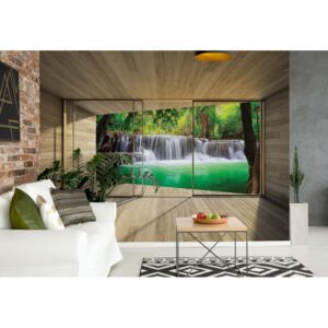 Fototapeta GLIX - Waterfall Forest 3D 2 + lepidlo ZDARMA Vliesová tapeta - 254x184 cm
