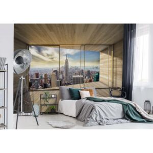 Fototapeta - New York City Skyline 3D Modern Window View Vliesová tapeta - 312x219 cm