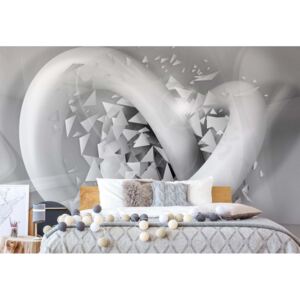 Fototapeta - 3D Structure Splinters White And Grey Vliesová tapeta - 416x254 cm