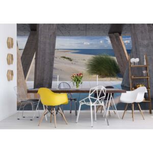 Fototapeta - Beach 3D Modern View Concrete Vliesová tapeta - 416x254 cm
