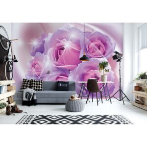GLIX Fototapeta - Sparkling Flowers Pink And Purple I. Vliesová tapeta - 312x219 cm