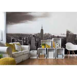 Fototapeta - New York Skyline Empire State Building Black And White Vliesová tapeta - 254x184 cm