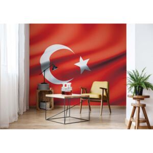 Fototapeta - 3D Flag Turkey Vliesová tapeta - 250x104 cm