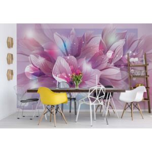 Fototapeta - Flowers Modern Pink And Purple Vliesová tapeta - 368x254 cm