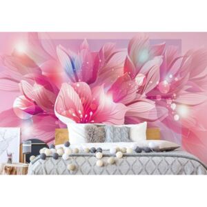 Fototapeta - Flowers Modern Pink Vliesová tapeta - 254x184 cm
