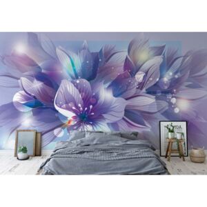 Fototapeta - Flowers Modern Blue And Purple Vliesová tapeta - 254x184 cm