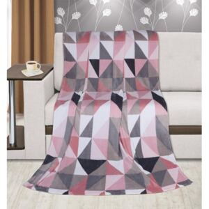 Bellatex přikrývka Kemping Růžové trojúhelníky, 150x200 cm
