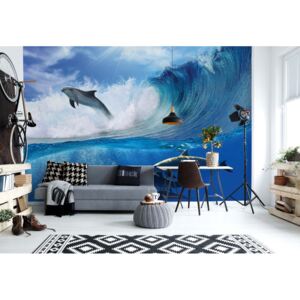 Fototapeta - Dolphins Sea Wave Nature Vliesová tapeta - 254x184 cm