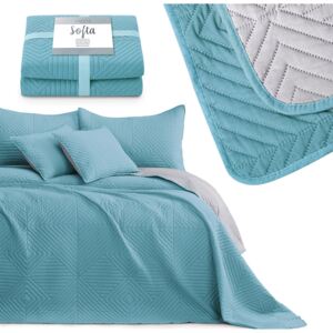 AmeliaHome Přehoz na postel Softa azurová modrá/světlá šedá, 170x210 Rozměr: 170x210