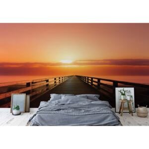 GLIX Fototapeta - Ocean Pier Sunset Vliesová tapeta - 416x254 cm