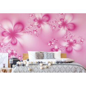 Fototapeta - Pink Abstract Design Flowers Vliesová tapeta - 416x254 cm