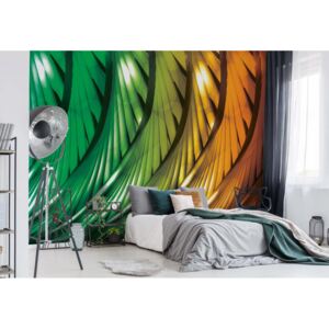 GLIX Fototapeta - 3D Abstract Art Green And Orange Vliesová tapeta - 368x254 cm