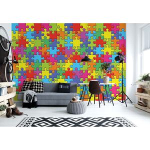 GLIX Fototapeta - Colourful 3D Jigsaw Puzzle Vliesová tapeta - 416x254 cm