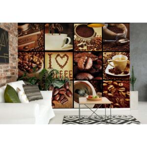Fototapeta - Love Coffee Squares I. Vliesová tapeta - 368x254 cm