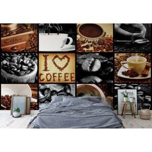 GLIX Fototapeta - Love Coffee Squares IV. Vliesová tapeta - 416x254 cm