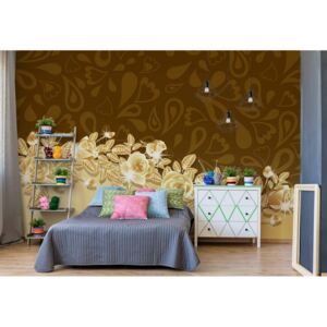 Fototapeta - Luxury Ornamental Brown And Gold Design Vliesová tapeta - 416x254 cm