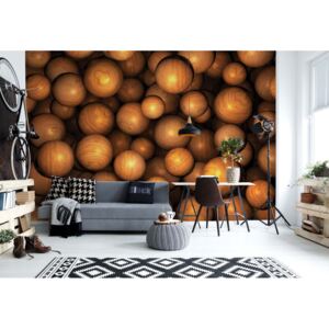 GLIX Fototapeta - 3D Wooden Balls Vliesová tapeta - 416x254 cm