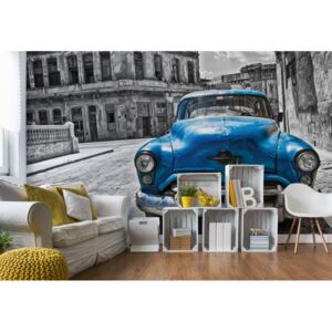 Fototapeta - Vintage Car Cuba Havana Blue Vliesová tapeta - 254x184 cm