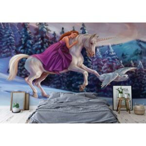 GLIX Fototapeta - Princess Unicorn Vliesová tapeta - 416x254 cm