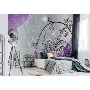 Fototapeta - Floral Design Purple And Silver Vliesová tapeta - 206x275 cm