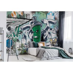 Fototapeta - Graffiti Street Art Green Vliesová tapeta - 416x254 cm