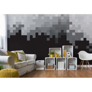 Fototapeta - Pixel Pattern Black And Grey Vliesová tapeta - 368x254 cm