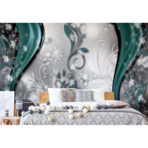 GLIX Fototapeta - Luxury Floral Design Green Vliesová tapeta - 416x254 cm